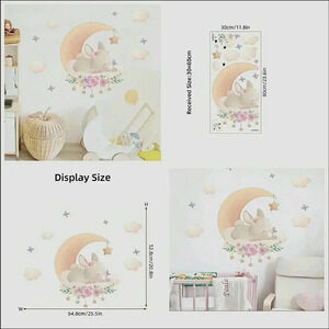 Decal Sticker Mural Children's Room Nursery Wall Art Bunny Moon Stars